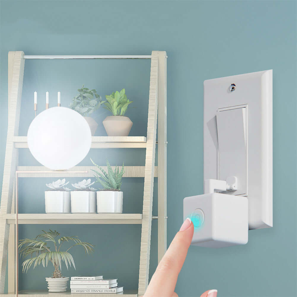 Bluetooth Button Pusher Robot - Smart Voice Control Gadget pressing a button to control a light.