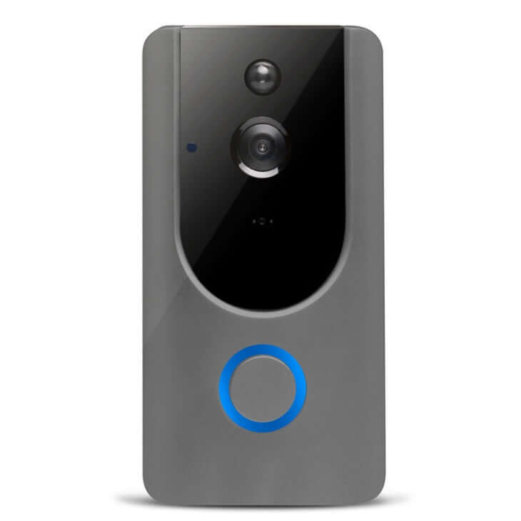 Smart wifi video doorbell camera - Two-Way Intercom featuring a sleek design and blue button.