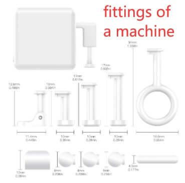 fittings of a machine with various dimensions and designs for assembly and connection purposes.