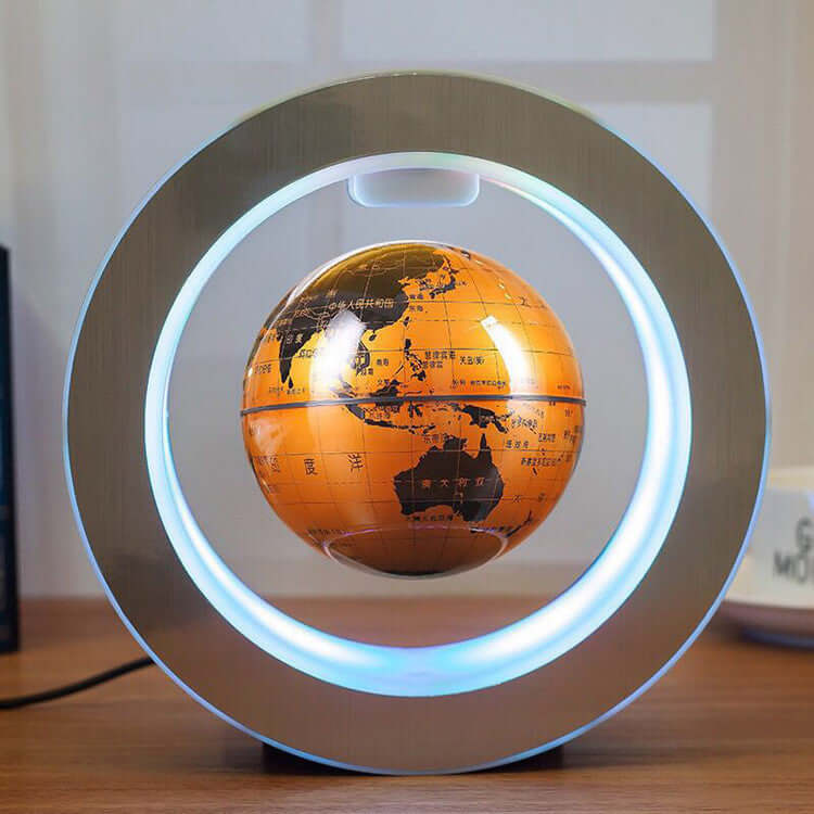 Magnetic Levitation Globe Light - Cool Floating World Map showcasing a globe illuminated and hovering in mid-air.